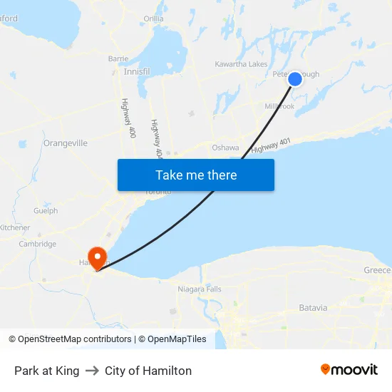 Park at King to City of Hamilton map