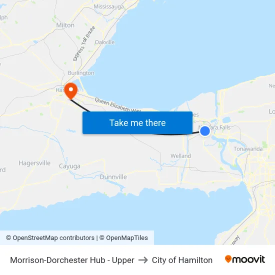 Morrison-Dorchester Hub - Upper to City of Hamilton map