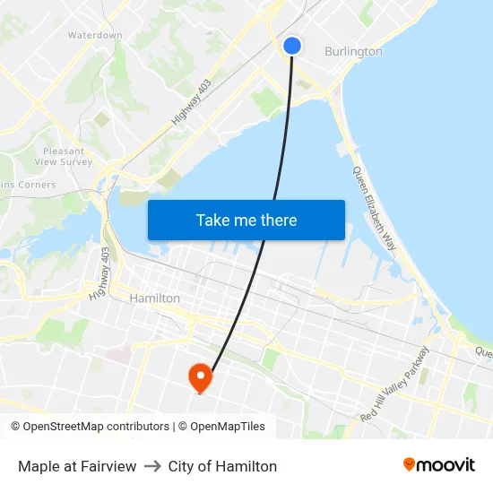 Maple at Fairview to City of Hamilton map