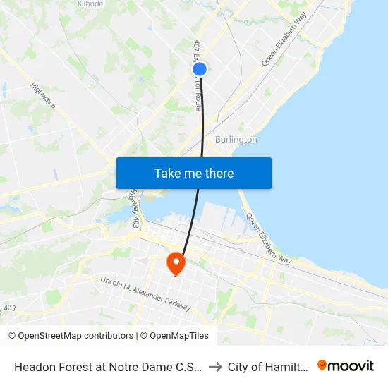 Headon Forest at Notre Dame C.S.S. to City of Hamilton map