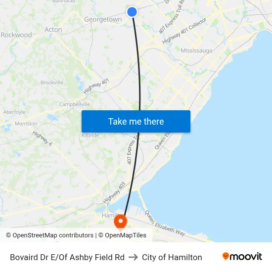 Bovaird Dr E/Of Ashby Field Rd to City of Hamilton map