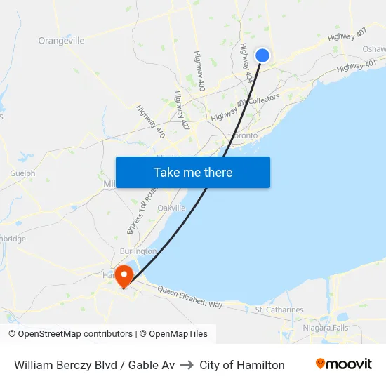 William Berczy Blvd / Gable Av to City of Hamilton map