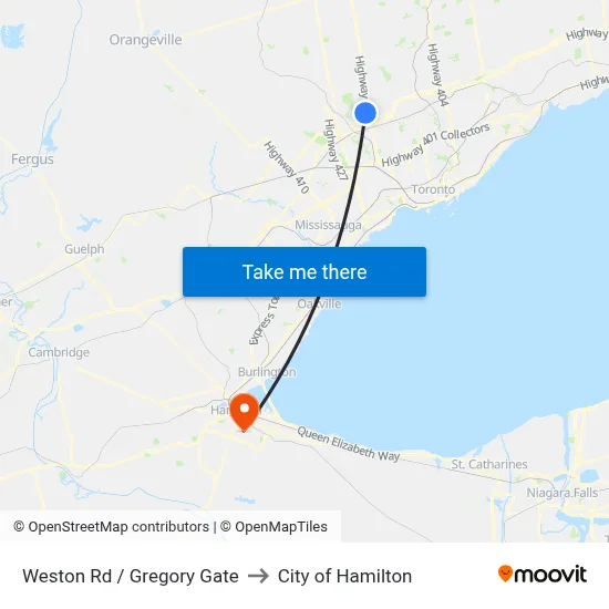 Weston Rd / Gregory Gate to City of Hamilton map
