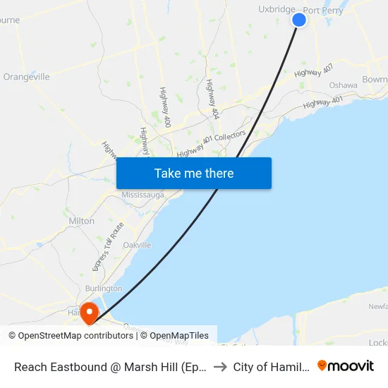 Reach Eastbound @ Marsh Hill (Epsom) to City of Hamilton map
