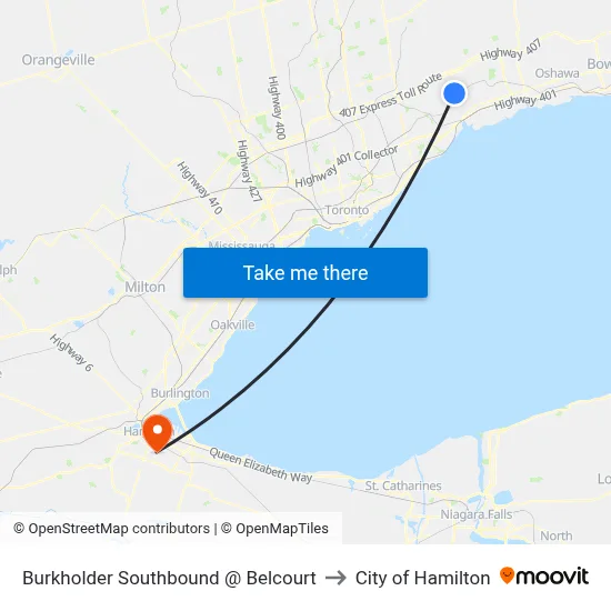 Burkholder Southbound @ Belcourt to City of Hamilton map
