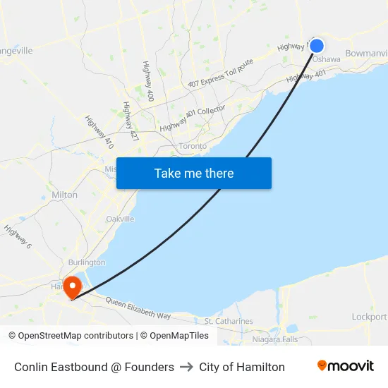 Conlin Eastbound @ Founders to City of Hamilton map