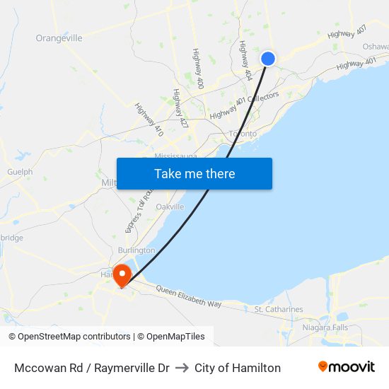 Mccowan Rd / Raymerville Dr to City of Hamilton map