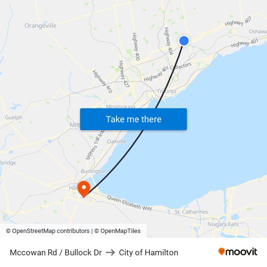 Mccowan Rd / Bullock Dr to City of Hamilton map