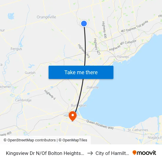 Kingsview Dr N/Of Bolton Heights Rd to City of Hamilton map