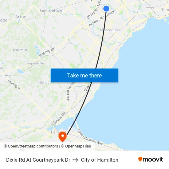 Dixie Rd At Courtneypark Dr to City of Hamilton map