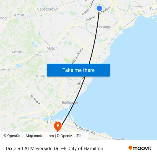 Dixie Rd At Meyerside Dr to City of Hamilton map