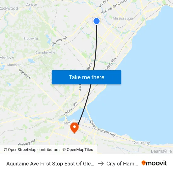 Aquitaine Ave First Stop East Of Glen Erin Dr to City of Hamilton map
