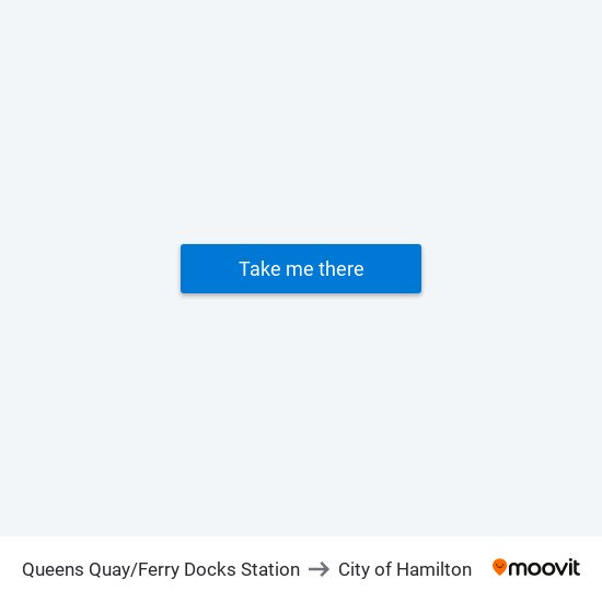 Queens Quay/Ferry Docks Station to City of Hamilton map