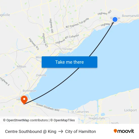 Centre Southbound @ King to City of Hamilton map
