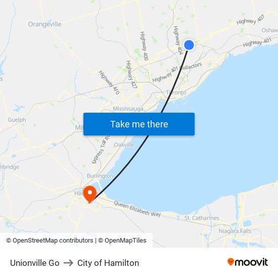 Unionville Go to City of Hamilton map