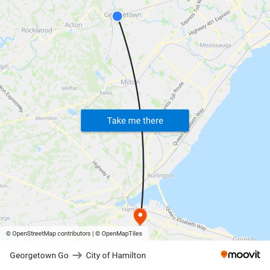 Georgetown Go to City of Hamilton map