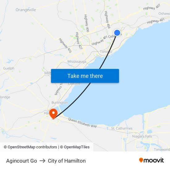 Agincourt Go to City of Hamilton map