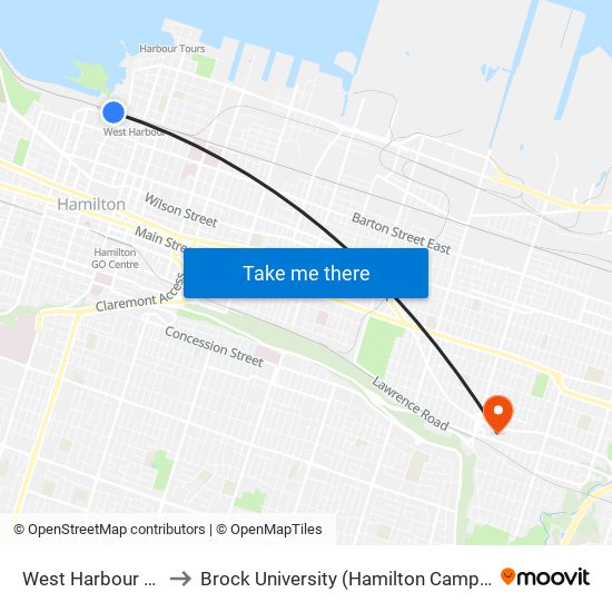 West Harbour Go to Brock University (Hamilton Campus) map