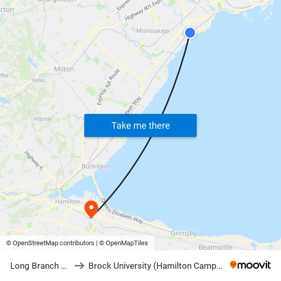 Long Branch Go to Brock University (Hamilton Campus) map