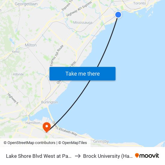 Lake Shore Blvd West at Park Lawn Rd West Side to Brock University (Hamilton Campus) map