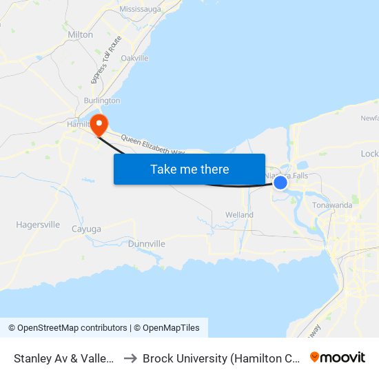 Stanley Av & Valley Way to Brock University (Hamilton Campus) map