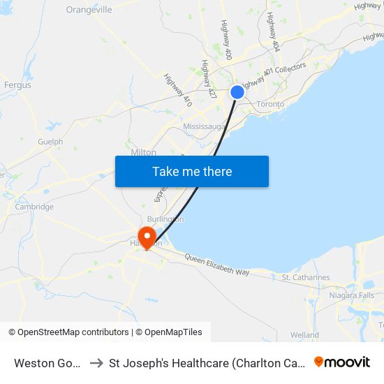 Weston Go/Up to St Joseph's Healthcare (Charlton Campus) map