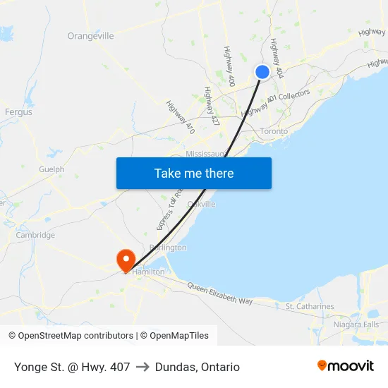 Yonge St. @ Hwy. 407 to Dundas, Ontario map