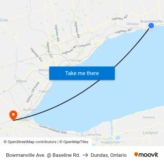 Bowmanville Ave. @ Baseline Rd. to Dundas, Ontario map