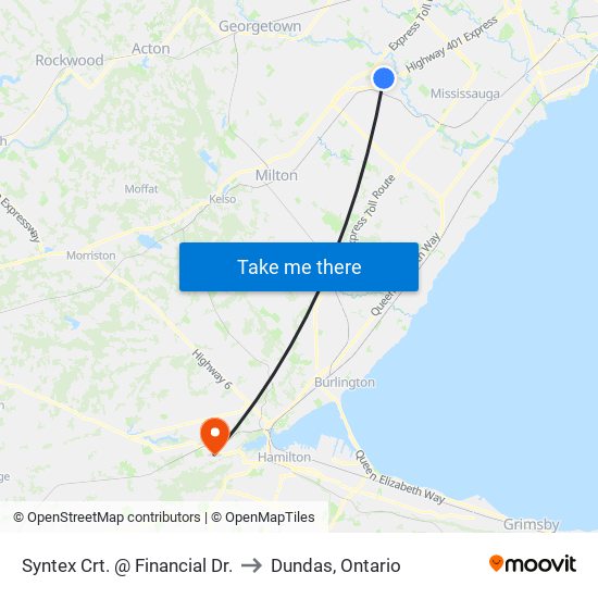 Syntex Crt. @ Financial Dr. to Dundas, Ontario map