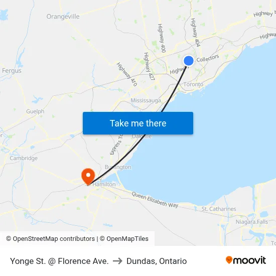 Yonge St. @ Florence Ave. to Dundas, Ontario map