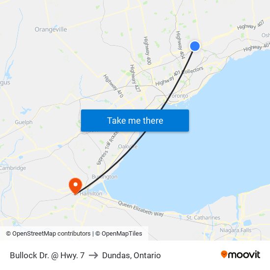 Bullock Dr. @ Hwy. 7 to Dundas, Ontario map