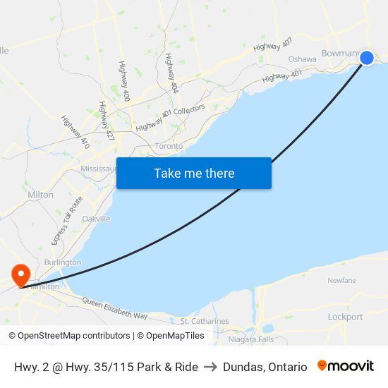 Hwy. 2 @ Hwy. 35/115 Park & Ride to Dundas, Ontario map