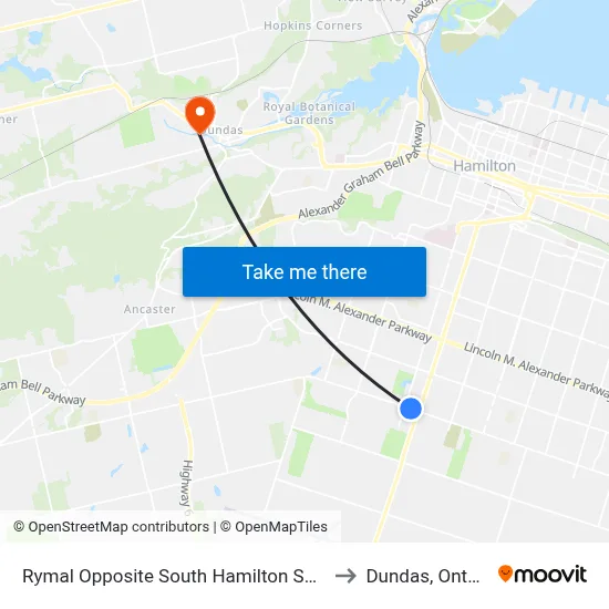 Rymal Opposite South Hamilton Square to Dundas, Ontario map