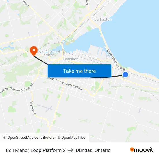 Bell Manor Loop Platform 2 to Dundas, Ontario map