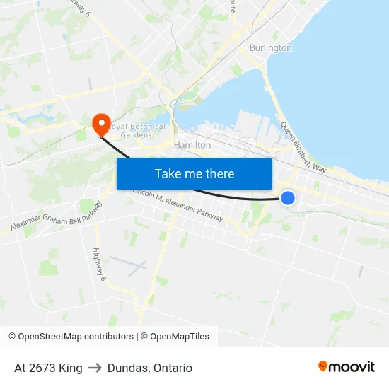 At 2673 King to Dundas, Ontario map
