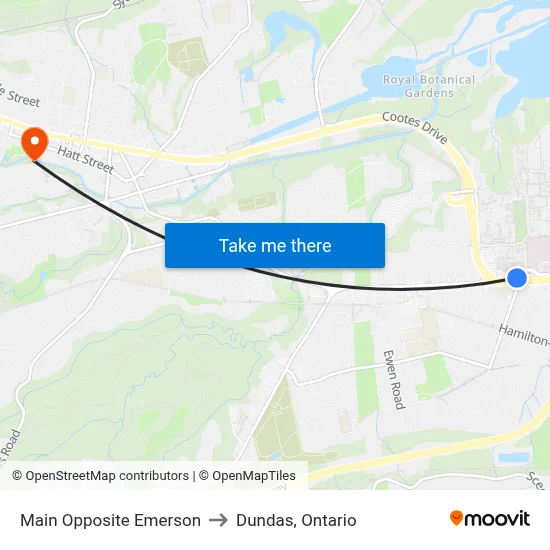 Main Opposite Emerson to Dundas, Ontario map