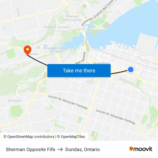 Sherman Opposite Fife to Dundas, Ontario map