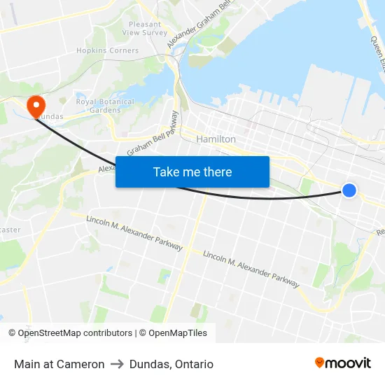 Main at Cameron to Dundas, Ontario map