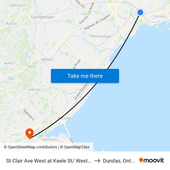 St Clair Ave West at Keele St/ Weston Rd to Dundas, Ontario map