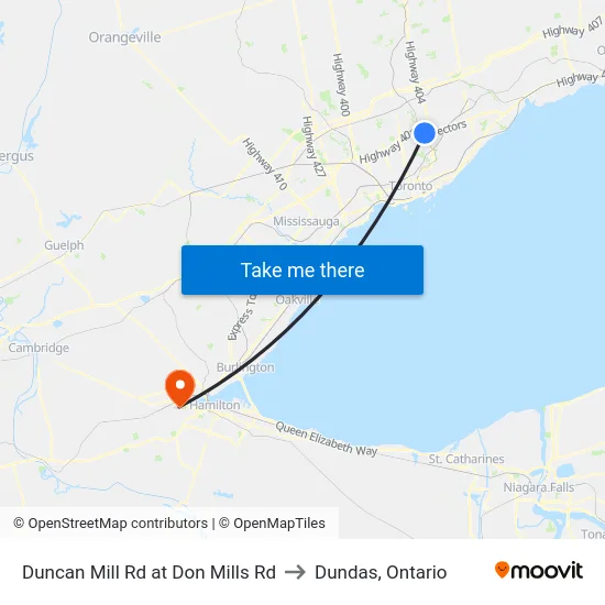 Duncan Mill Rd at Don Mills Rd to Dundas, Ontario map