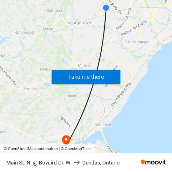 Main St. N. @ Bovaird Dr. W. to Dundas, Ontario map