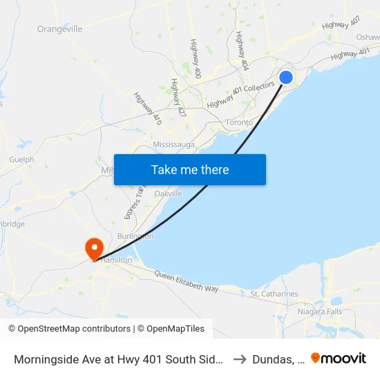 Morningside Ave at Hwy 401 South Side - Wlkwy To Lampman Dr to Dundas, Ontario map