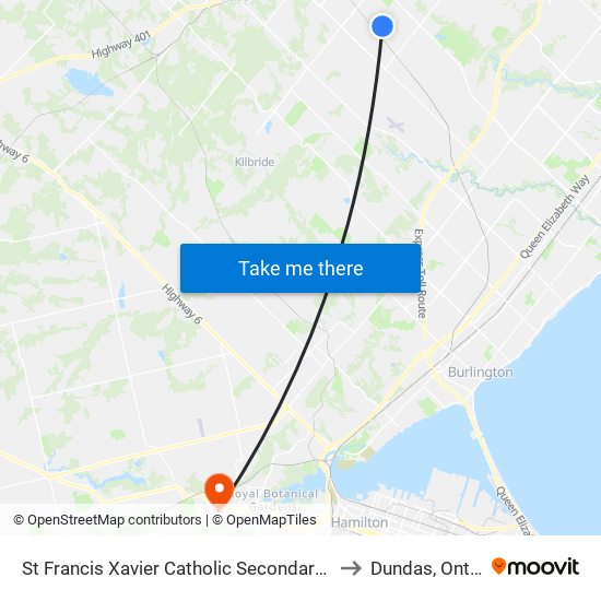 St Francis Xavier Catholic Secondary School to Dundas, Ontario map