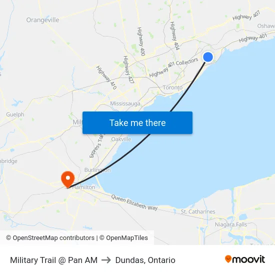 Military Trail @ Pan AM to Dundas, Ontario map