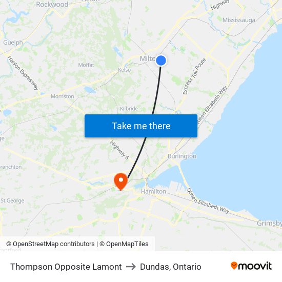 Thompson Opposite Lamont to Dundas, Ontario map