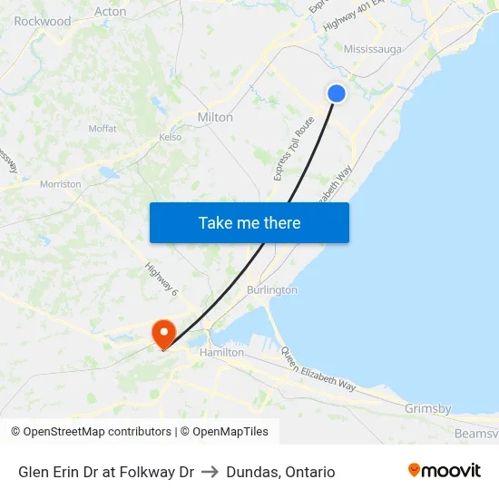 Glen Erin Dr at Folkway Dr to Dundas, Ontario map