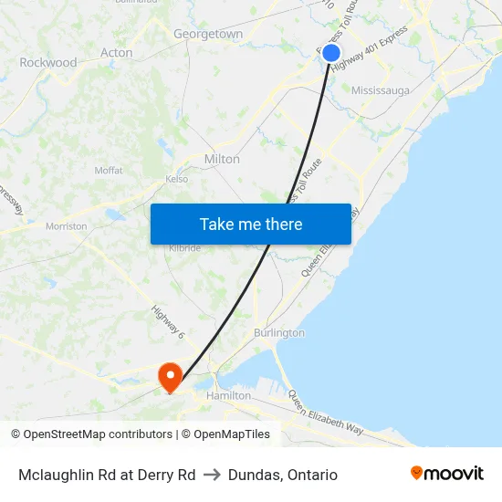 Mclaughlin Rd at Derry Rd to Dundas, Ontario map