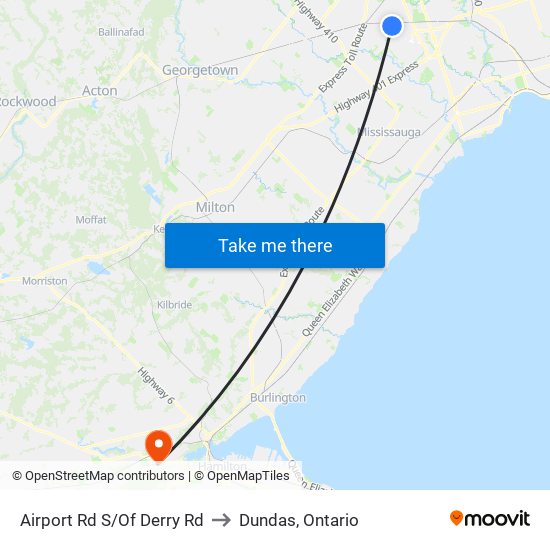 Airport Rd S/Of Derry Rd to Dundas, Ontario map