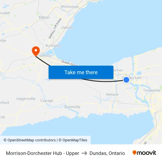 Morrison-Dorchester Hub - Upper to Dundas, Ontario map