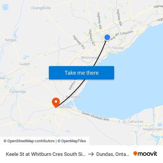 Keele St at Whitburn Cres South Side to Dundas, Ontario map